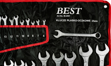 Zestaw kluczy płasko-oczkowych 6-32mm klucze 25 elem. + płachta