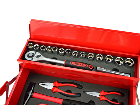 Skrzynka Narzędziowa Metalowa z Wyposażeniem 64 elementy GEKO