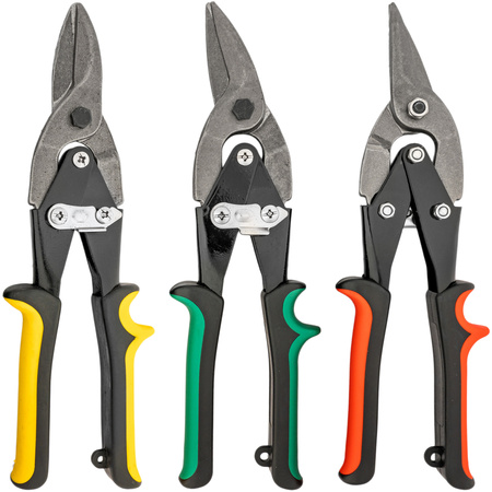 Zestaw nożyc do cięcia blachy ręczne proste lewe prawe 250mm 3el FALON-TECH