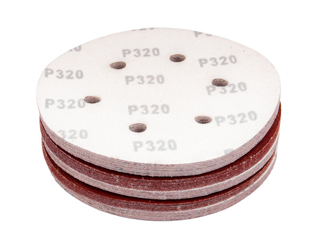 Papier ścierny na rzep krążek dysk z dziurami 150mm P320 50szt SILVER