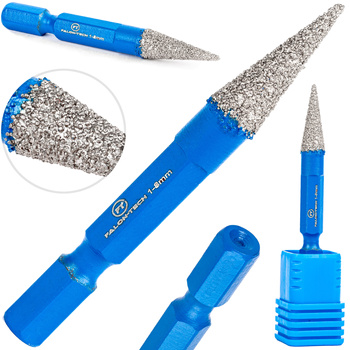 Otwornica diamentowa do wiertarki wiertło frez stożek do gresu HEX 1-8 mm FALON-TECH
