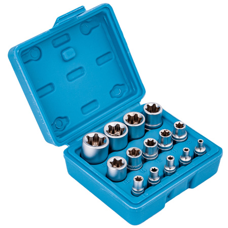 Klucze nasadowe TORX E4-E24 zestaw 14el nasadki FALON-TECH