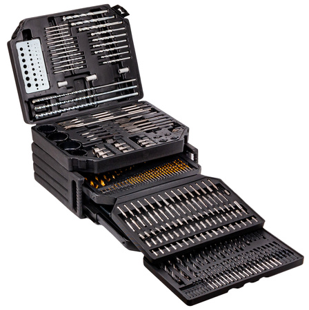 Zestaw wierteł bitów otwornic do metalu drewna betonu 300 el SILVER