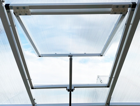 Okno do szklarni ogrodowej z autometem białe premium aluminiowe PTF