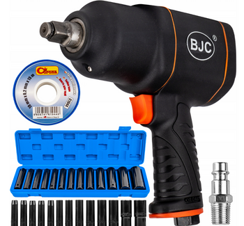 Klucz udarowy pneumatyczny kompozytowy 1/2" 1550Nm BJC + Nasadki 10-30mm