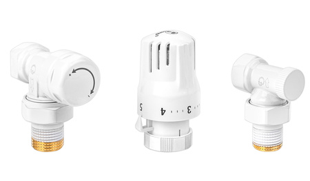 Zestaw termostatyczny 1/2" kątowy - głowica + zawory DN15 DIAMOND