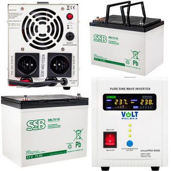 Zestaw awaryjnego zasilania - zasilanie awaryjne UPS 800w + akumulator 75AH VOLT POLSKA