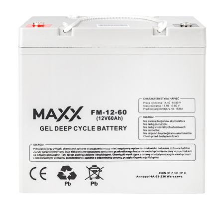 Akumulator żelowy DEEP CYCLE MAXX 60Ah 12V