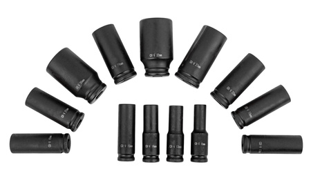 Nasadki udarowe długie klucze nasadowe CRV mocne zestaw 1/2" 10-32 mm 13el FORSAGE