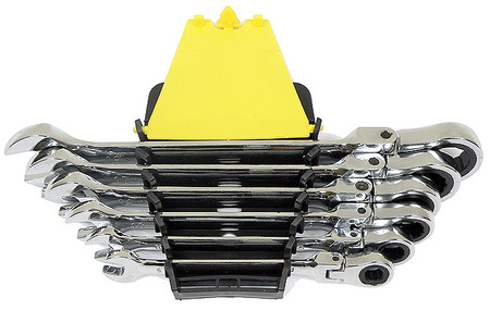 Klucze płasko oczkowe z grzechotką łamane 8-19 mm 6 sztuk FALON-TECH