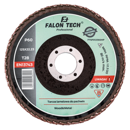 Tarcza pachwinowa do szlifowania listkowa PRO 125mm P60 FALON-TECH