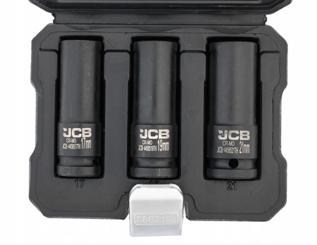 Klucz pneumatyczny udarowy do kół 1/2" BJC + nasadki do felg 17 19 21mm JCB