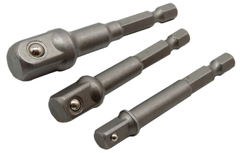 Adaptery do wkrętarki (redukcje na nasadki) 3 szt. 1/4" 3/8" 1/2" SILVER