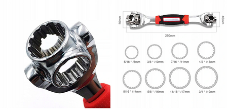 Klucz nasadowy uniwersalny obrotowy 48w1 8-19mm WMC