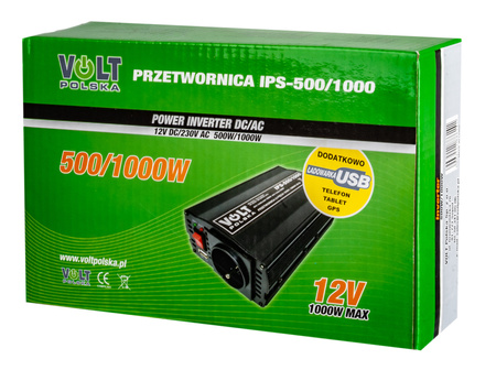 Przetwornica napięcia prądu IPS-1000 (12V/230V/1000W) VOLT POLSKA