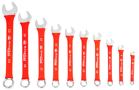 Klucze płasko oczkowe 6-22mm 10 sztuk antypoślizgowe KINGTUL