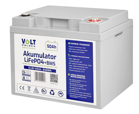 Akumulator bateria litowa LiFePO4 12,8V 12V 50Ah (50A) BMS lekki 6kg VOLT POLSKA