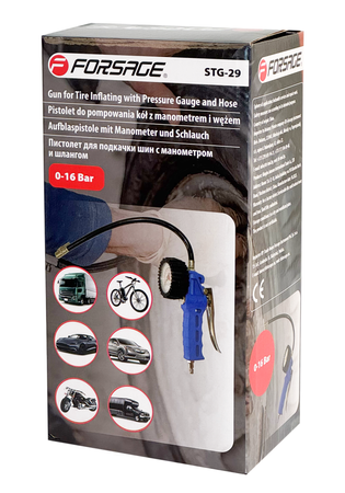Pistolet do pompowania kół z manometrem wąż 126 bar TRADE HOUSE