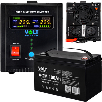 Zestaw Awaryjne Zasilanie SINUSPRO-500E + Akumulator 100Ah VOLT POLSKA