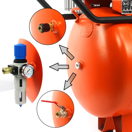 Kompresor olejowy 2-tłokowy ze zbiornikiem o pojemności 115l i mocy silnika 2,2Kw BJC