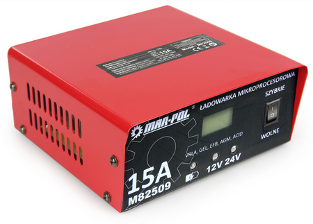 Prostownik mikroprocesorowy samochodowy do ładowania akumulatora 12/24v 15A MAR-POL