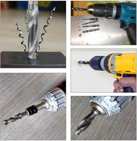 Zestaw wierteł gwintujących M3-M10 HSS z powłoką tytanową 6szt SILVER