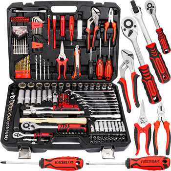 Zestaw narzędziowy kluczy nasadowych klucze płaskie torx nasadki 216el FORCEKRAFT