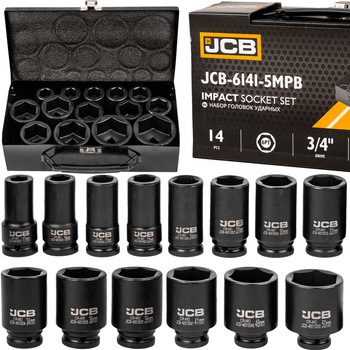 Zestaw nasadki udarowe głębokie do klucz pneumatyczny 3/4" 14el 17-50mm JCB