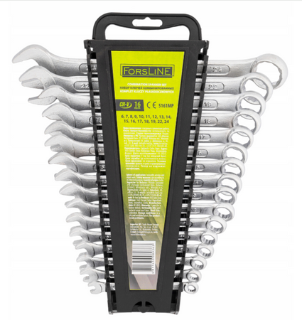 Zestaw kluczy płasko oczkowych klucze płaskie oczkowe CRV 6-24mm 16el FORSLINE