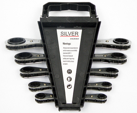 Klucze oczkowe z grzechotką 6-22mm 5 sztuk SILVER