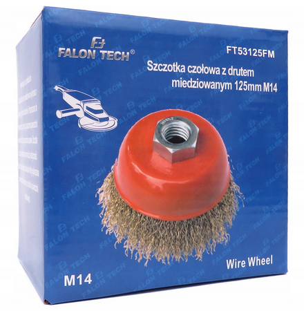Szczotka druciana doczołowa drut mosiądz M14 75 mm FALON-TECH
