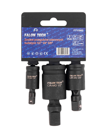 Zestaw przegubów kulistych udarowych 1/4 3/8 1/2 (3szt) FALON-TECH