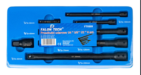 Zestaw przedłużek 1/2" 3/8" 1/4" 9szt. FALON TECH