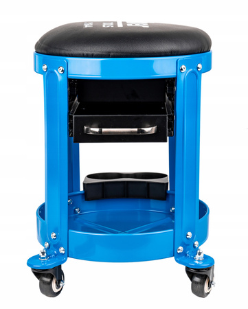 Taboret warsztatowy mobilny stołek z szufladami półki obrotowy regulowany SILVER