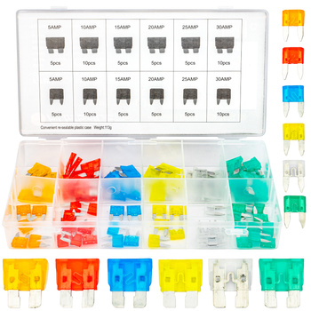 Bezpieczniki samochodowe płytkowe szczypce zestaw duże  mini 5-30A 80szt FORSAGE