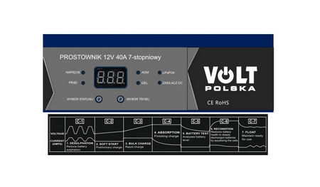 Prostownik akumulatorowy ładowarka agm gel vrla LifePo4 Smart CPU 12V 50A VOLT POLSKA