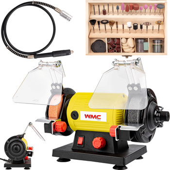 Szlifierka stołowa 120W wraz z multiszlifierką z wałkiem giętkim i zestawem akcesoriów WMC