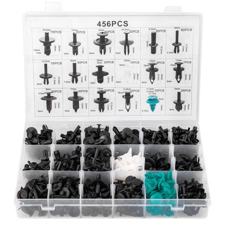 Spinki i kołki samochodowe 456 szt sortownik GEKO