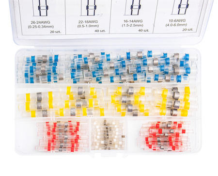 Złączki rurki koszulki lutownicze termokurczliwe z cyną 120szt FALON-TECH