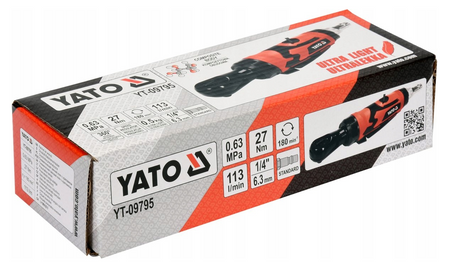 Grzechotka pneumatyczna 1/4" 27Nm kompozytowa obudowa YATO