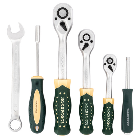 Zestaw narzędziowy warsztatowy klucze nasadowe nasadki płaskie torx 216 + 6el ROCKFORCE