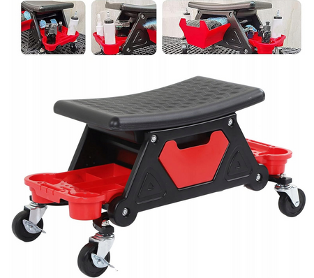 Taboret warsztatowy stołek siedzisko obrotowe kółka 360°