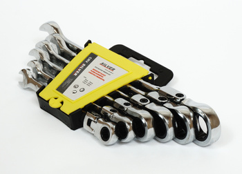 Klucze płasko oczkowe z grzechotką łamane 8-19 mm 6 sztuk FALON-TECH