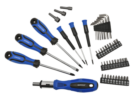 Zestaw śrubokrętów wkrętaków bity klucze nasadki imbusy torx z magnesem 122el GEKO