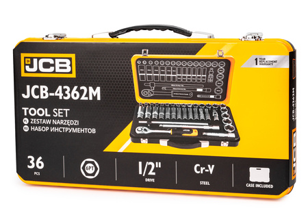 Zestaw klucze nasadowe z grzechotką 36 elementów 1/2" JCB