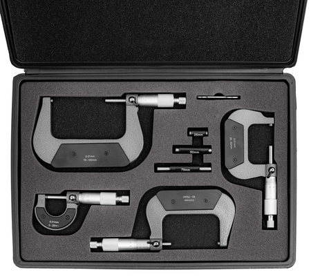 Zestaw mikrometry 0-100 mm zestaw 4 szt mikrometr + box FALON-TECH