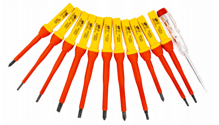 Zestaw wkrętaki izolowane śrubokręty dla elektryka solidne 1000v 13el AW TOOLS