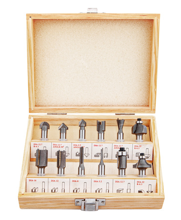 Frezy do Drewna Łożyskowane Zestaw 12szt Trzpień 8mm FALON-TECH