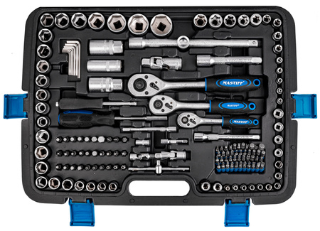 Zestaw klucze nasadowe + płasko-oczkowe + TORX 216 sztuk MASTIFF