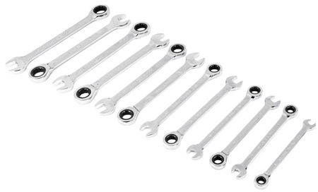 Klucze płasko oczkowe z grzechotką zestaw 8-19mm 12EL Geko